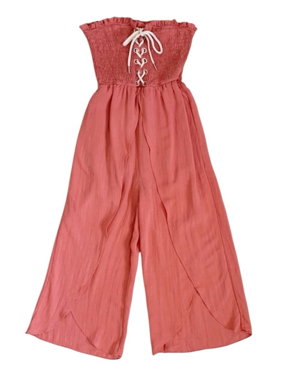 Self Boutique Strapless Shirred Bodice Romper Corral Pink Small